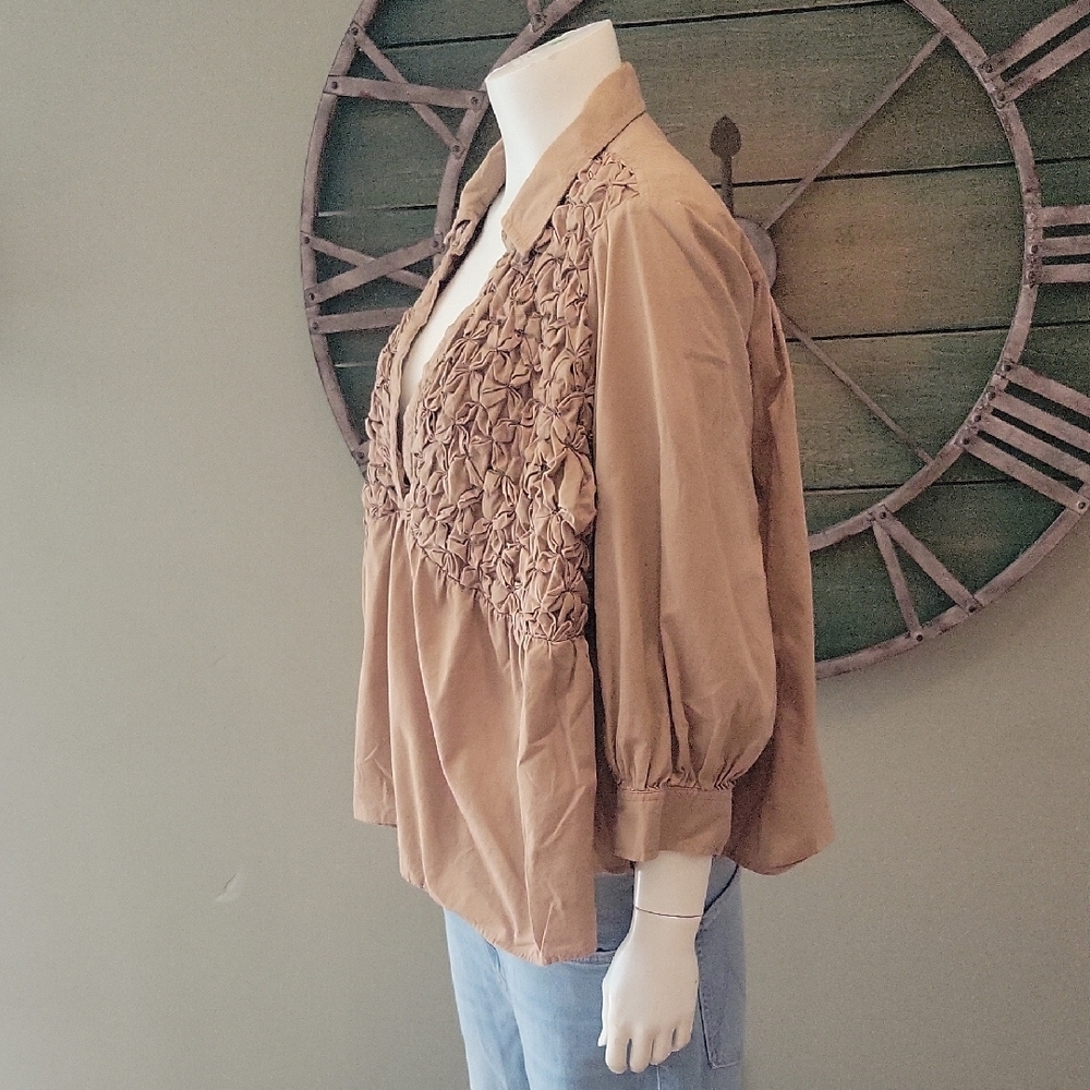 Maeve By Anthropologie Smocked Babydoll Top - Picture 4 of 16